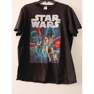 Star Wars Black T-Shirt Vintage 90s Movie Tee, Size Large
